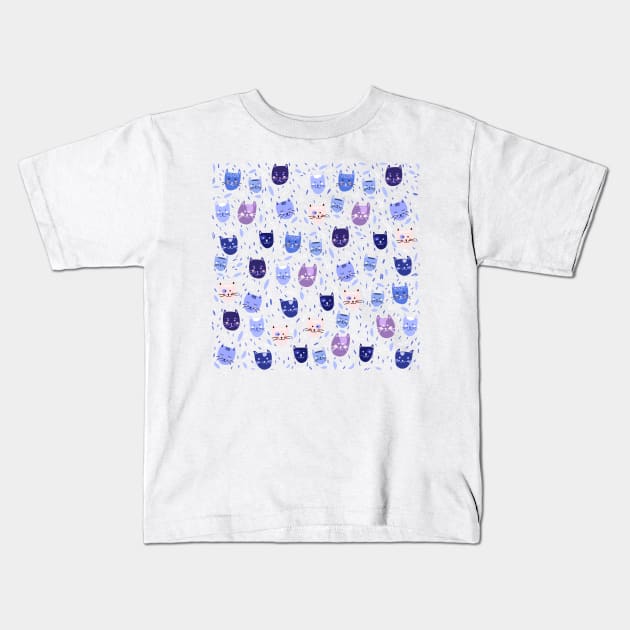 Blue cats Kids T-Shirt by Valeria Frustaci 